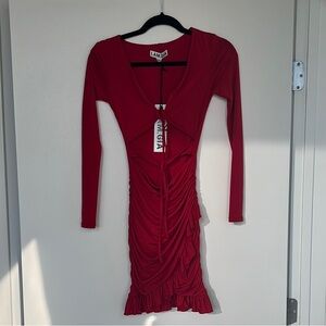 I.AM.GIA Red Ruched Bodycon Dress